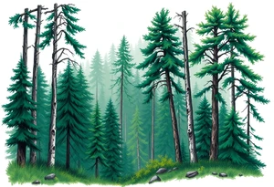 green forest background tattoo idea