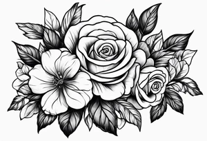 violets and rose tattoo idea