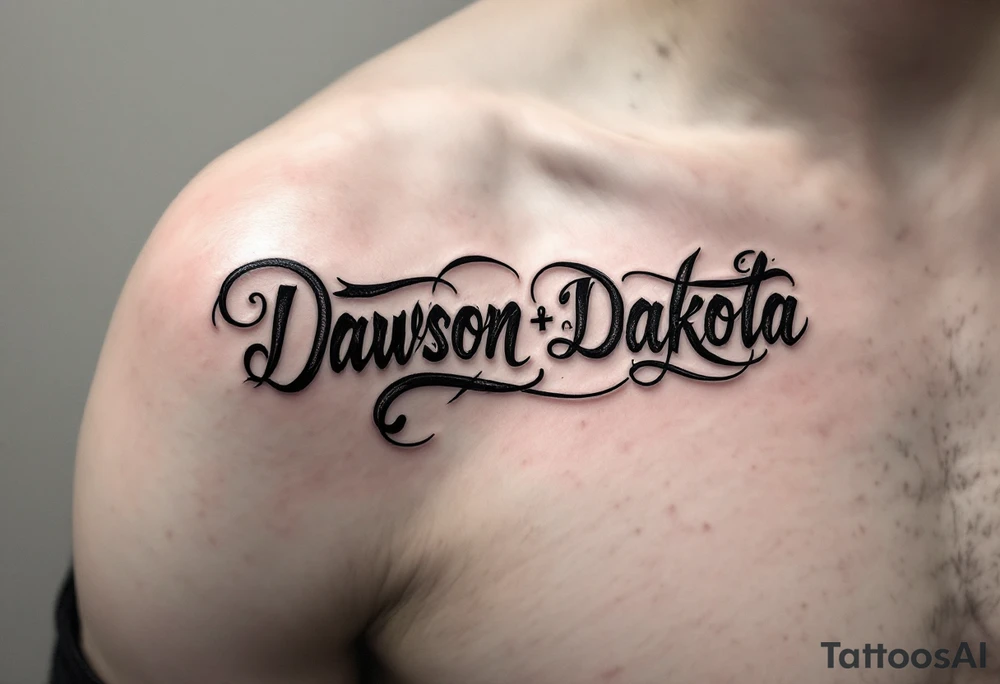 Dawson and Dakota names built into a sleeve tattoo idea