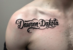 Dawson and Dakota names built into a sleeve tattoo idea