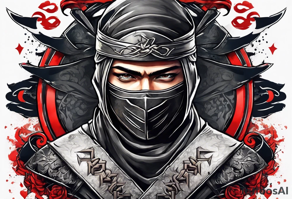 the letters A R in the middle of a ninja headband tattoo idea