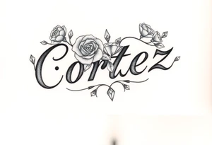 The name Cortez with roses and diamonds tattoo idea