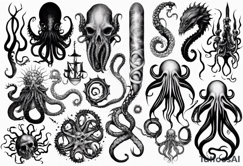 lovecraft mythe long tattoo
with lot of tentacle tattoo idea