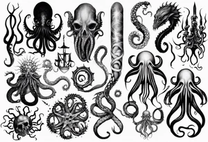 lovecraft mythe long tattoo 
with lot of tentacle tattoo idea