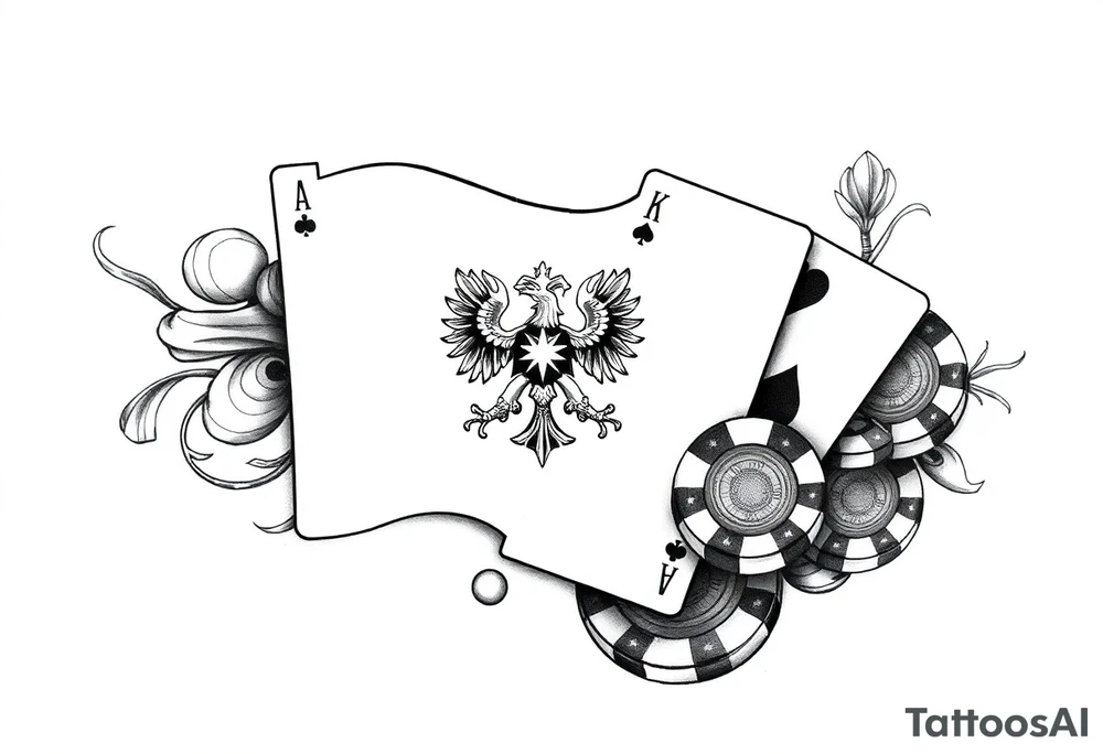 Poland symbol and poker cards Add casino money to it. tattoo idea
