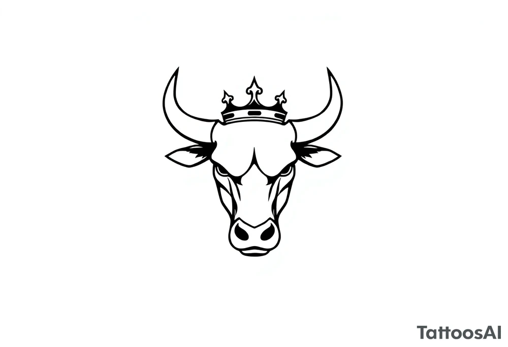 Bull symbol with crown tattoo idea