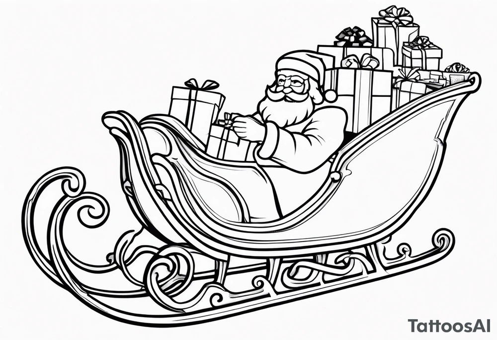 Sleigh Full of Gifts with santa tattoo idea