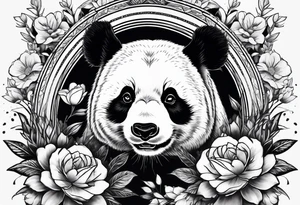 Punk Panda with flowers tattoo idea
