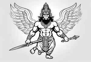 hanuman flying holding his mace (no wings) tattoo idea