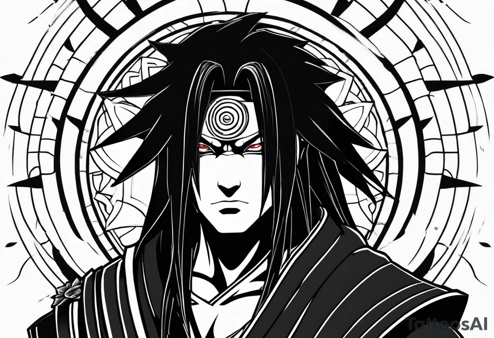 Madara uchiha with the line "wake up to reality tattoo idea