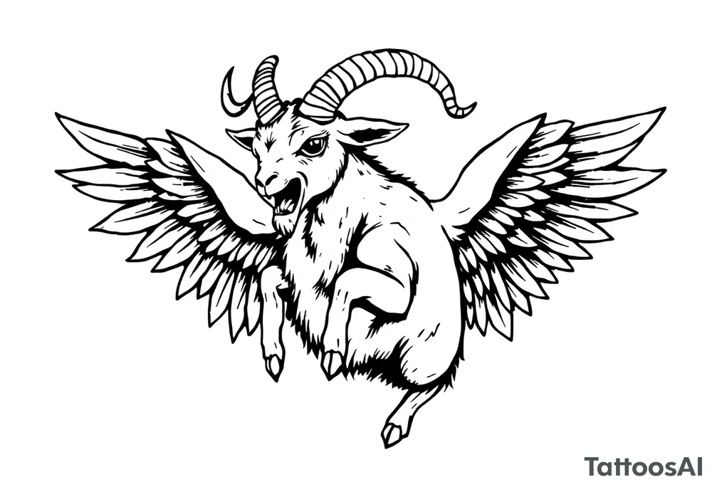 goat odd crying angel tattoo idea