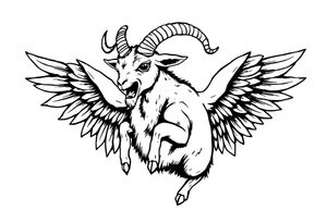 goat odd crying angel tattoo idea