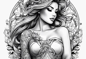 lines back and arm combination tattoo idea