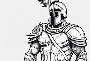 spartan soldier sleeve linework dine line linework tattoo idea