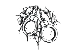 chicano style patchwork peice with handcuffs tattoo idea