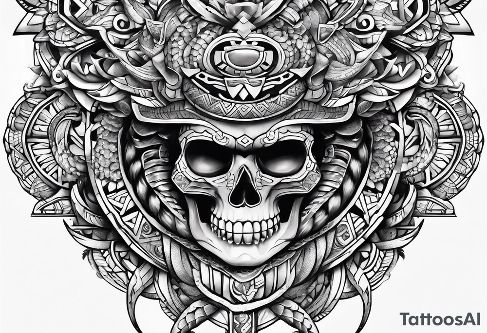 aztec snake sleeve tattoo idea