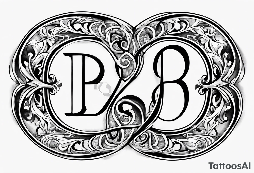 Infinity symbol with a letter B and 2 letter J’s tattoo idea