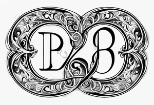 Infinity symbol with a letter B and 2 letter J’s tattoo idea