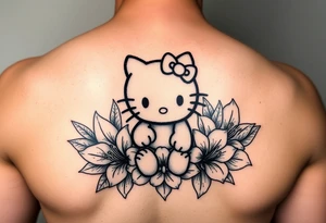 Hear no evil, see no evil, speak no evil hello kitty, tiger lilies  surrounding tattoo idea