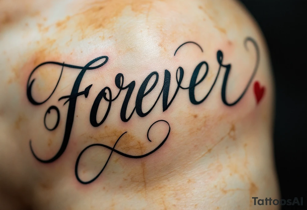 "Forever" in handwritten script on parchment-style beige skin, like an old love letter. tattoo idea