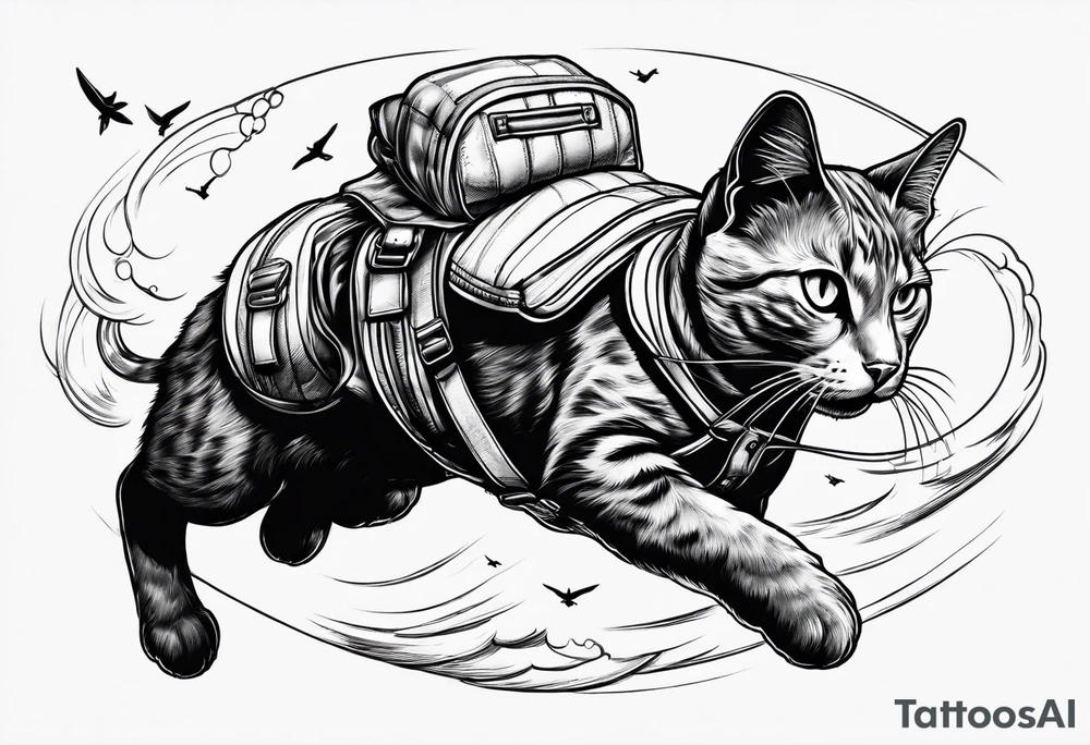 a cat going skydiving tattoo idea