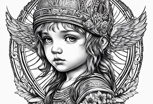 Littl angel kid, roman style tattoo idea