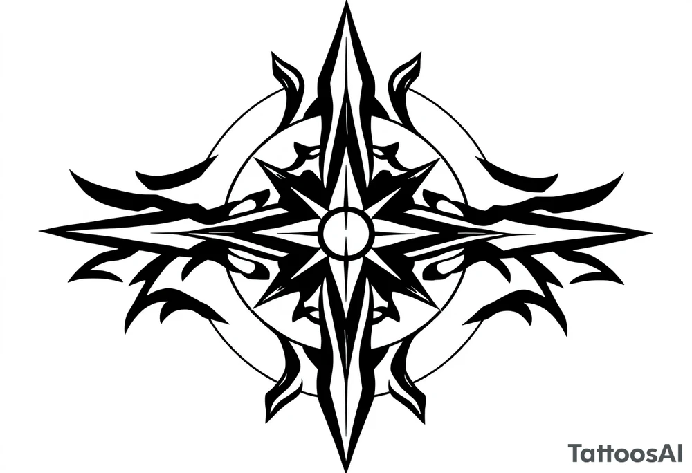 Simple Double layered compass rose tattoo idea