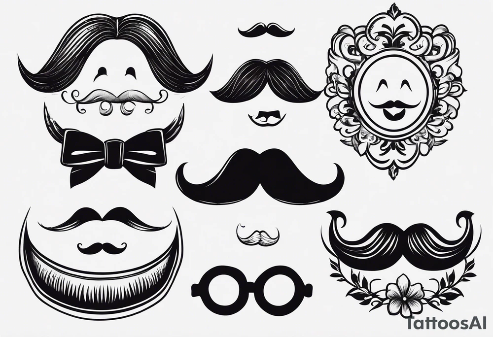 four outlines of teeth with attributes of a family: one with mustache, one with lady eyelashes, one smaller with a bow on its head and one smaller in short pants tattoo idea