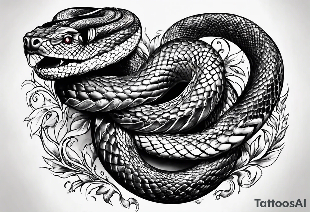 a snake who has swallowed a heart tattoo idea