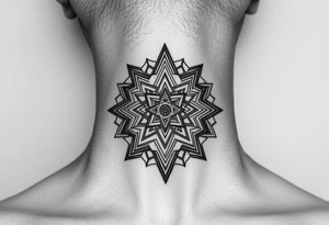 multiple layers of sacred geometry, covering the whole neck tattoo idea