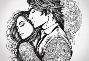Paired tattoo for a girl and a guy, together forever, he is Artem, she is Lada. Two people with incurable diseases who love each other very much tattoo idea
