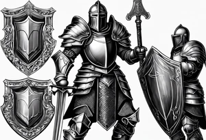 knight heavy armor and shield tattoo idea