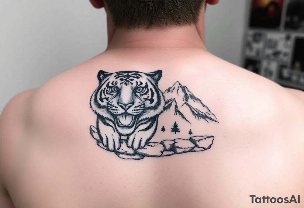 Tiger, grand Teton mountains,  Vermont mountains, firefighter, rock retaining wall tattoo idea