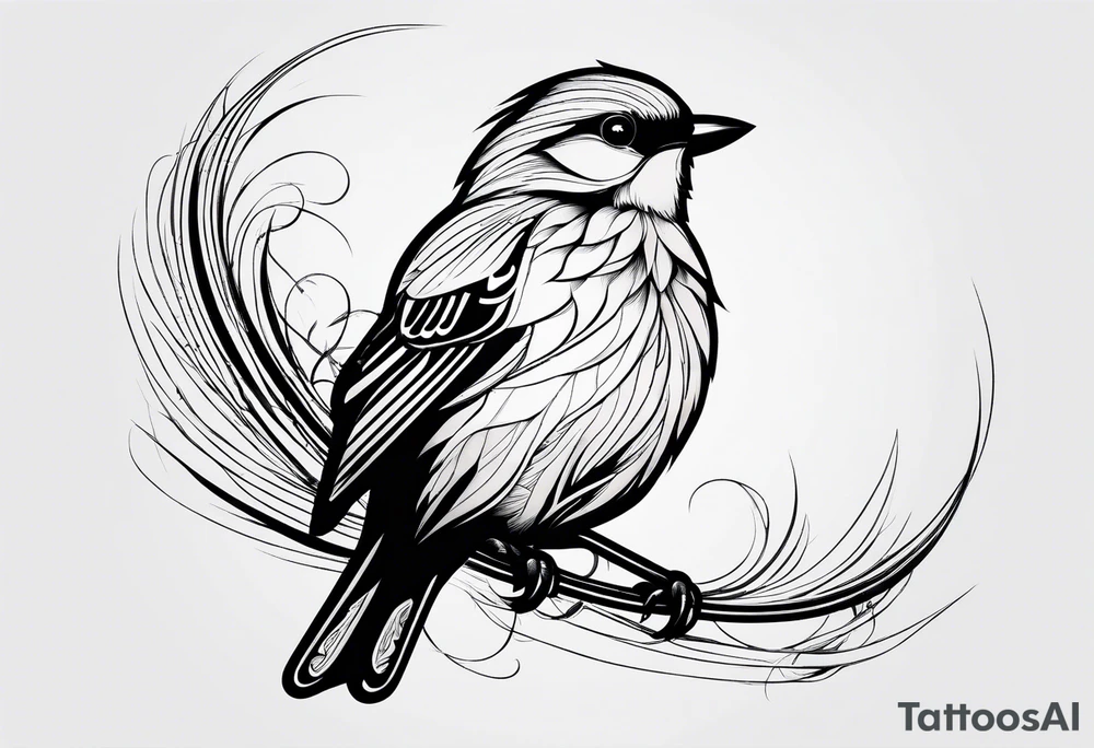 small bird minimal lines tattoo idea
