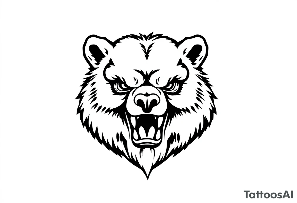 Traditional style angry bear tattoo idea