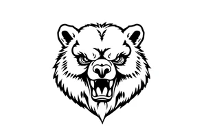 Traditional style angry bear tattoo idea