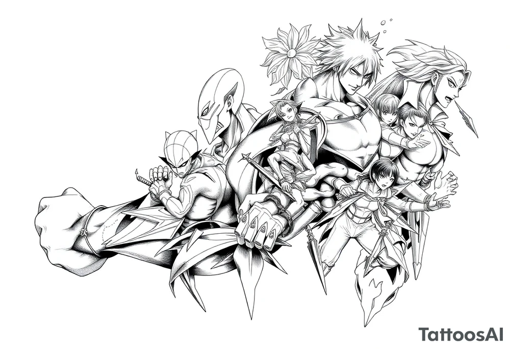 12 or more anime characters in their powerful form... More abstract tattoo idea