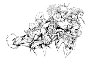 12 or more anime characters in their powerful form... More abstract tattoo idea
