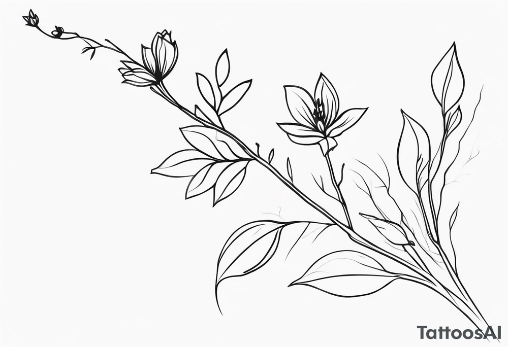 soft spiritual flower branch tattoo idea