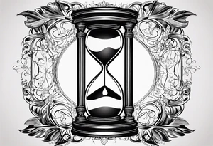 Decorative antique hourglass illustration isolated on white. Hand drawn vector art. Sketch for dotwork tattoo, hipster t-shirt design, vintage style posters. Coloring book for kids and adults. tattoo idea