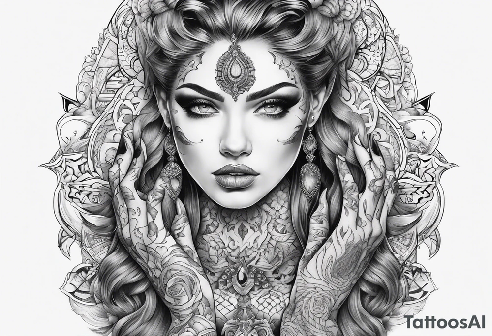 full hand tattoo ghotic tattoo idea