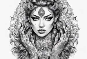 full hand tattoo ghotic tattoo idea