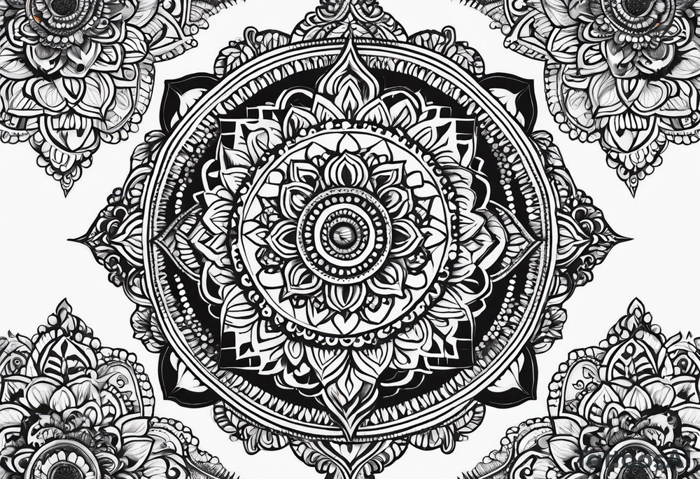 Full sleeve arm mandala henna female tattoo with mushroom henna at shoulder tattoo idea