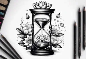 Hourglass with water lilly. tattoo idea