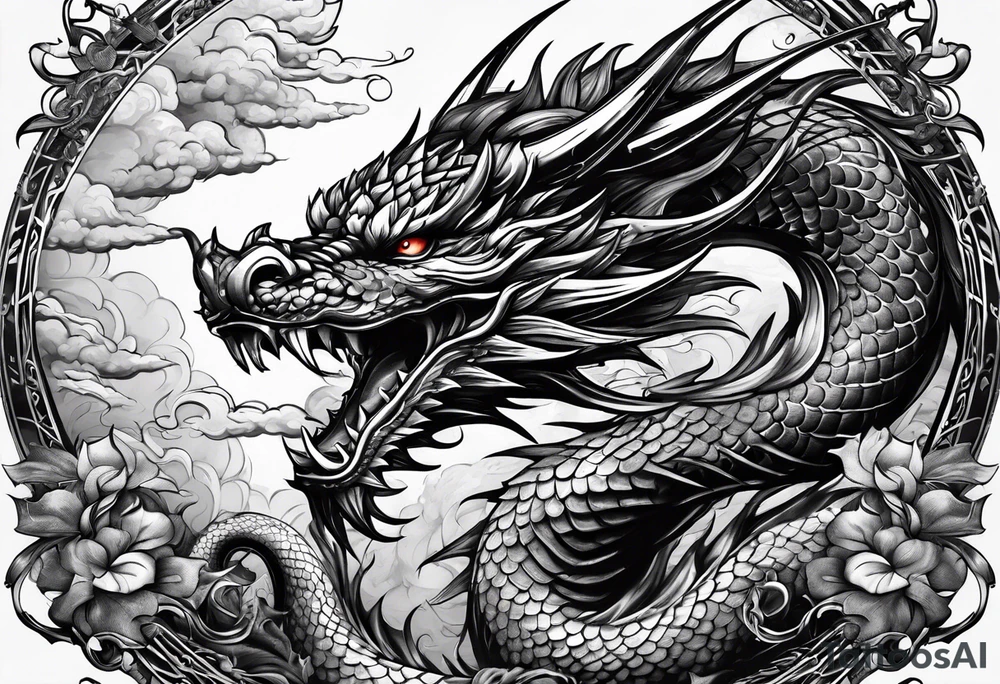 Katana and a dragon tattoo idea