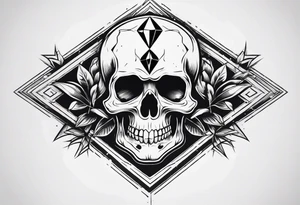 Skull with diamond teeth on the knee tattoo idea