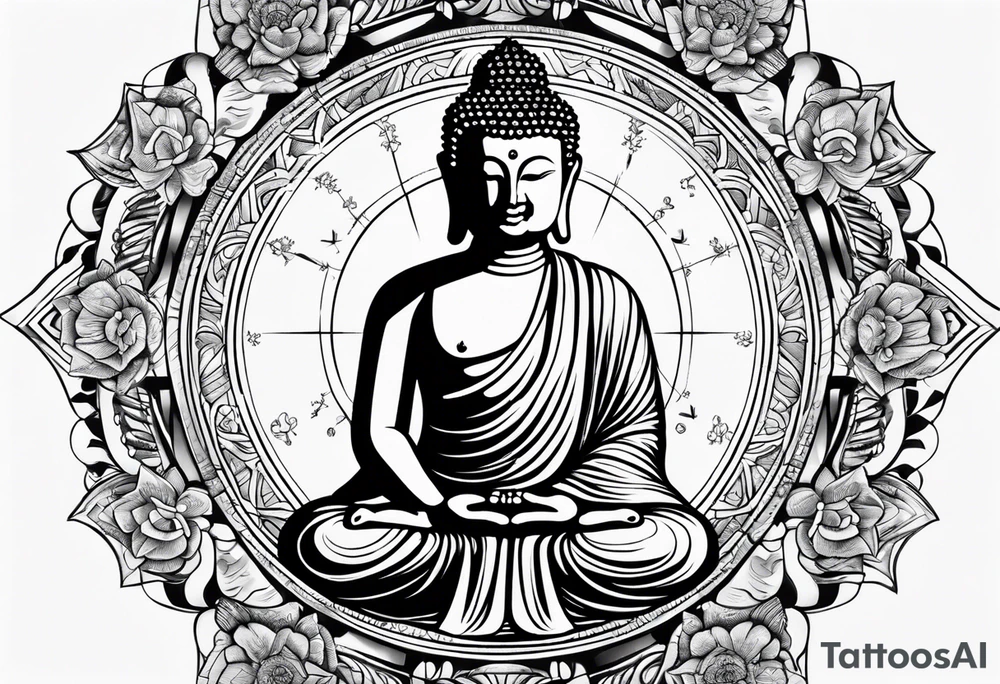 Buddha compass tattoo idea