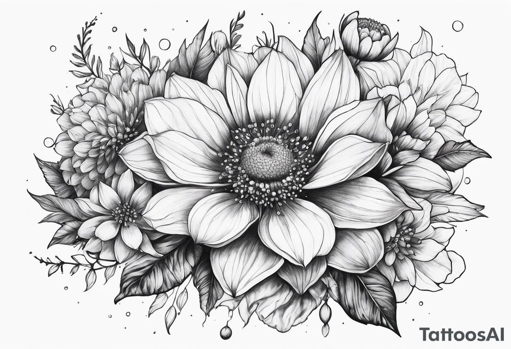 Cosmic space flowers tattoo idea