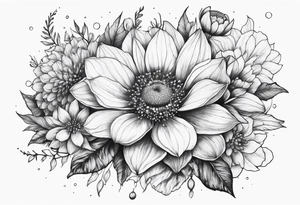 Cosmic space flowers tattoo idea