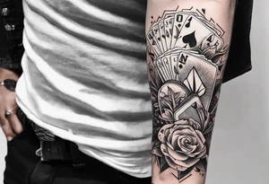 wild west sleeve with playing cards, dice tattoo idea